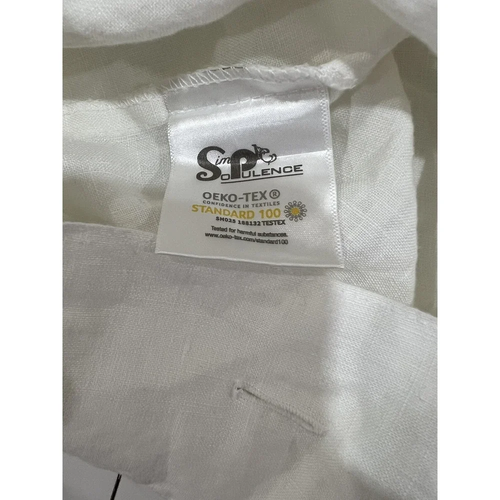 SIMPLE OPULENCE White  100% linen KING Button Pillow Sham
